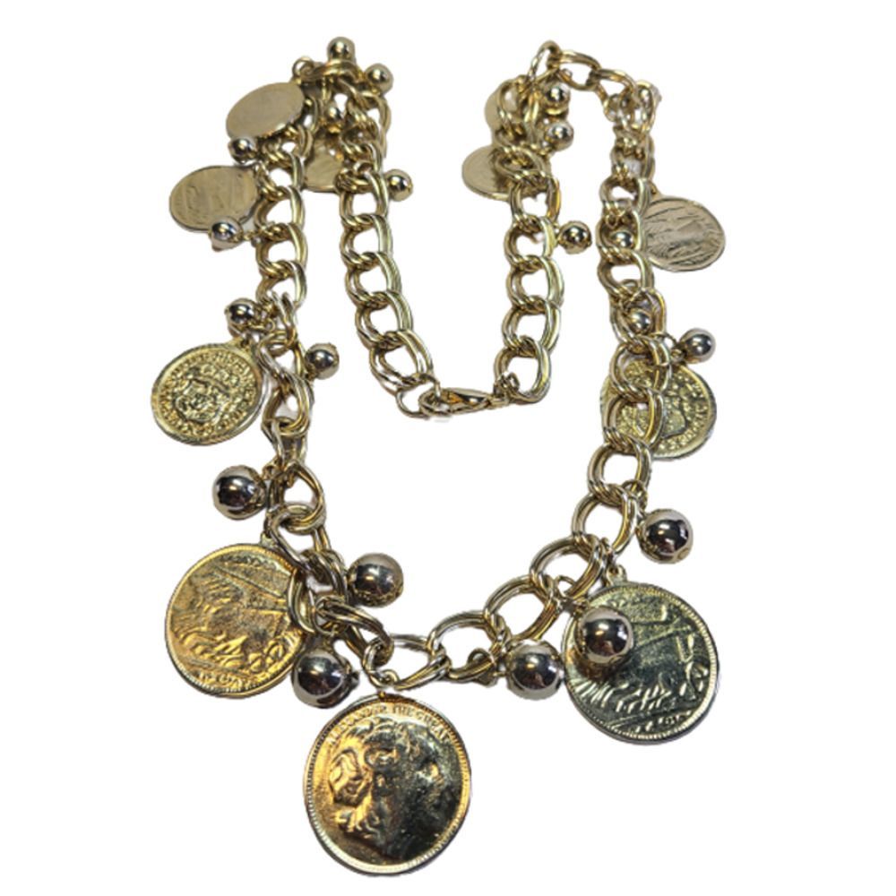Gold Coin Charm Chain Necklace - Women Jewelry